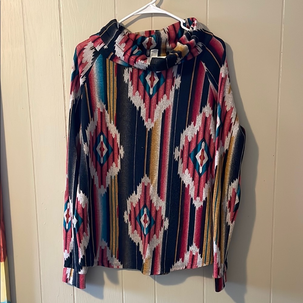 Aztec Cowl Neck Sweater